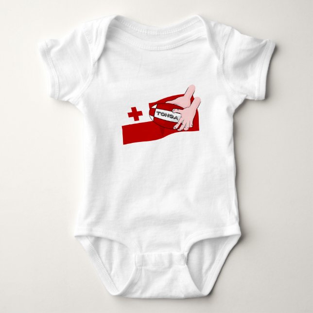 Kingdom of Tonga Tongan Rugby Flag Baby Bodysuit (Front)