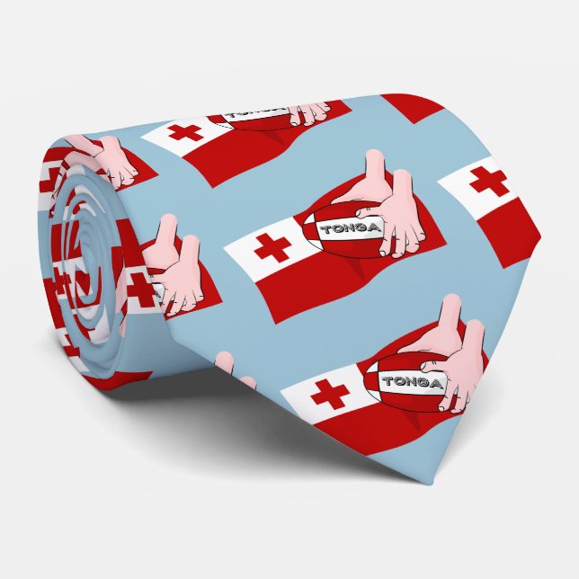 Kingdom of Tonga Tongan Rugby Flag Neck Tie (Rolled)