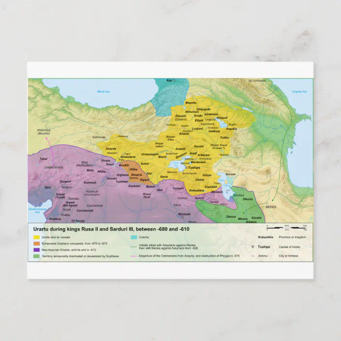 Kingdom Of Urartu Map Between 680 And 610 Postcard Zazzle Com