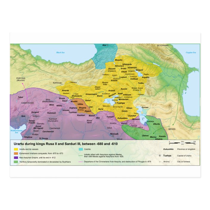 Kingdom Of Urartu Map Between 680 And 610 Postcard Zazzle Com