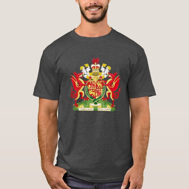 Kingdom of Wales Coat of Arms Cymru am byth Unisex T-Shirt (Front)