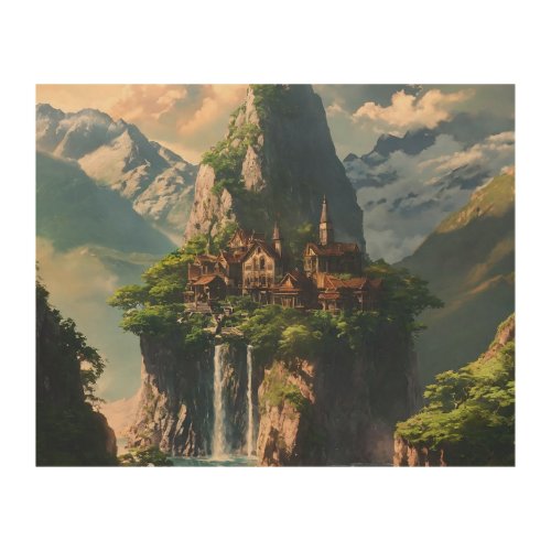 kingdom on an island between the mountains where 5 wood wall art