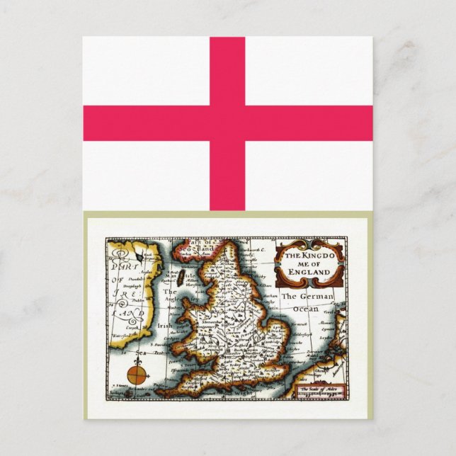 Kingdome of England (Kingdom of England) Map/Flag Postcard (Front)