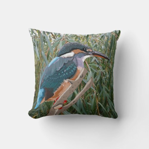 Kingfisher and Willow Left side Throw Pillow