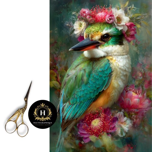 Kingfisher & Australian Protea Blooms Decoupage Tissue Paper