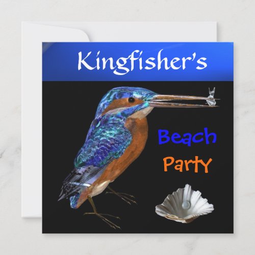 KINGFISHER BEACH PARTYBlue Black Invitation