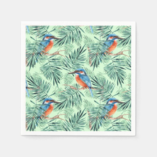 Kingfisher. Bird and leaves Napkins (Front)