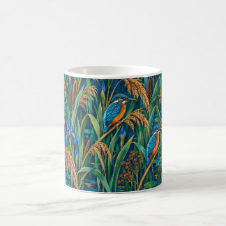 Kingfisher Bird and Reeds Blue Wildlife Mug