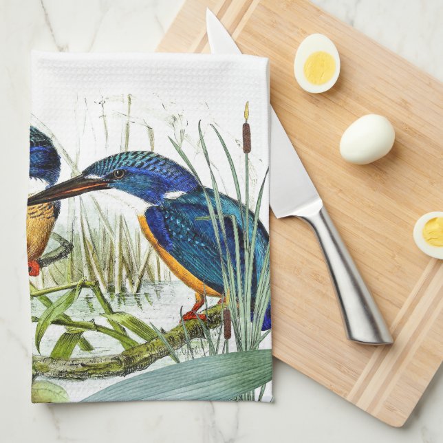 Kingfisher Bird Pond Wildlife Animal Kitchen Towel (Quarter Fold)