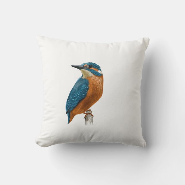 Kingfisher Bird Throw Pillow (Front)