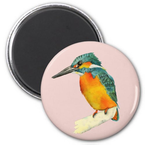 Kingfisher Bird Watercolor Painting Magnet