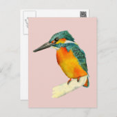 Kingfisher Bird Watercolor Painting Postcard (Front/Back)