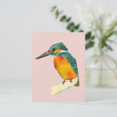 Kingfisher Bird Watercolor Painting Postcard (Standing Front)