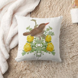 Kingfisher Bird with Yellow Roses 