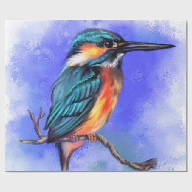 Kingfisher Bird Wrapping Paper (Flat)