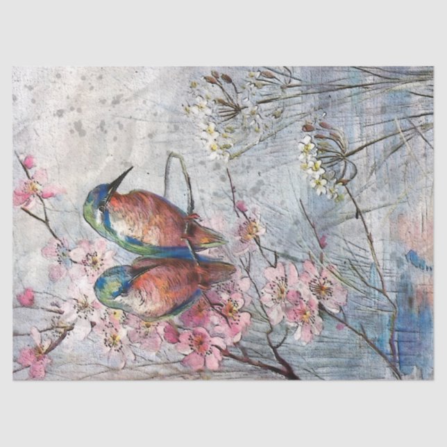 Kingfisher Birds Decoupage Tissue Paper (Front)