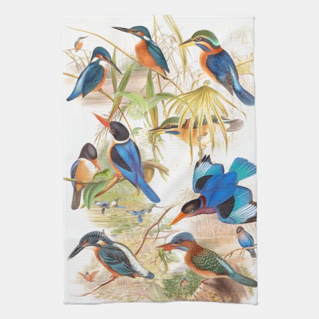 Kingfisher Birds Wildlife Animals Pond Towel (Vertical)