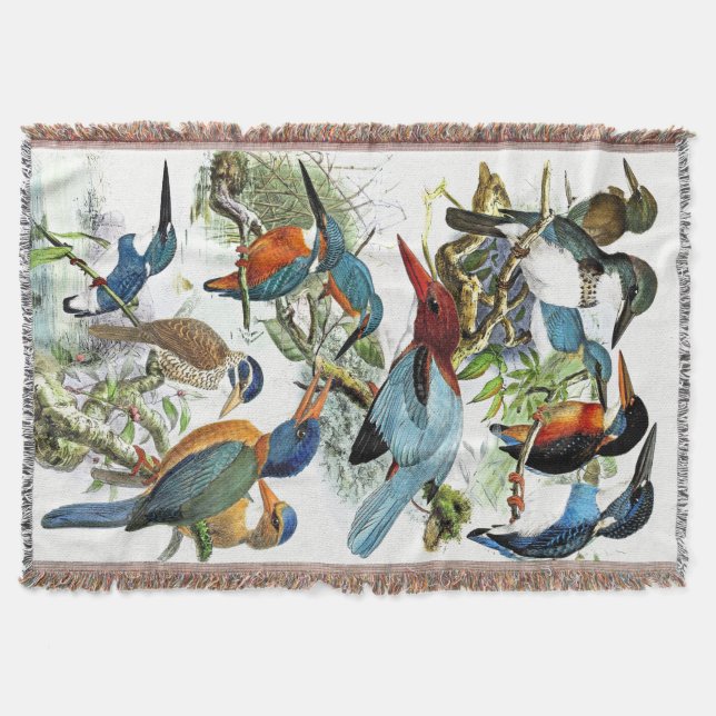 Kingfisher Birds Wildlife Pond Throw Blanket (Front)