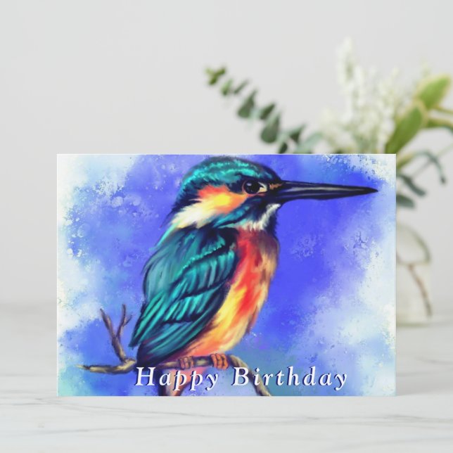 Kingfisher Birthday Card (Standing Front)