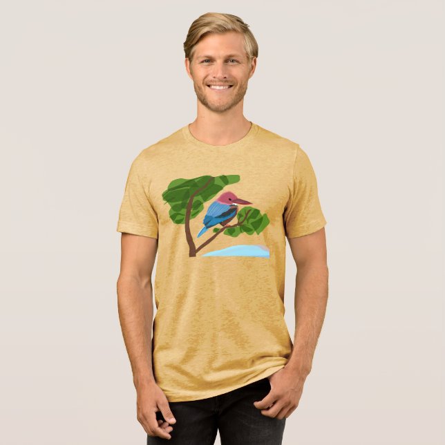 Kingfisher block T-Shirt Tri-Blend Shirt (Front Full)