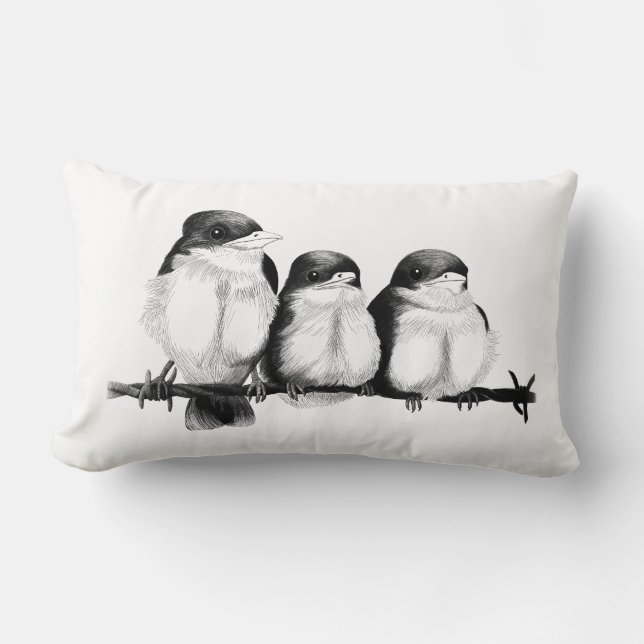 Kingfisher Chicks Lumbar Pillow (Front)