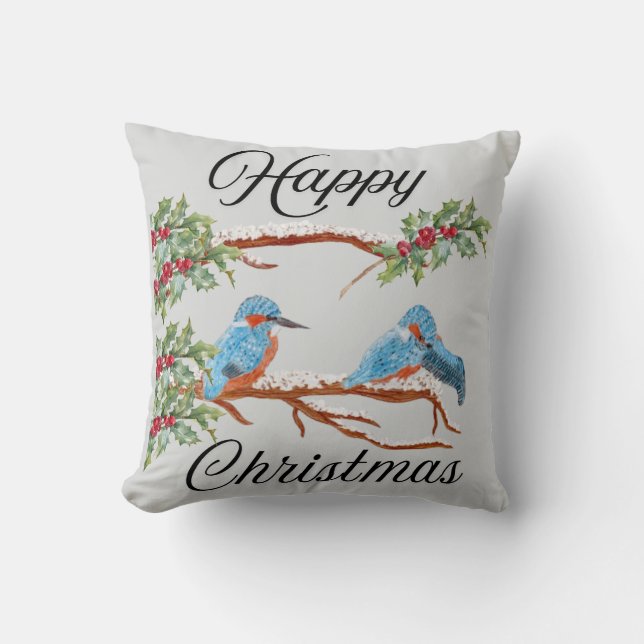 Kingfisher Christmas  Pillow  (Front)