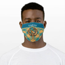 Kingfisher Crest over Tartan Adult Cloth Face Mask