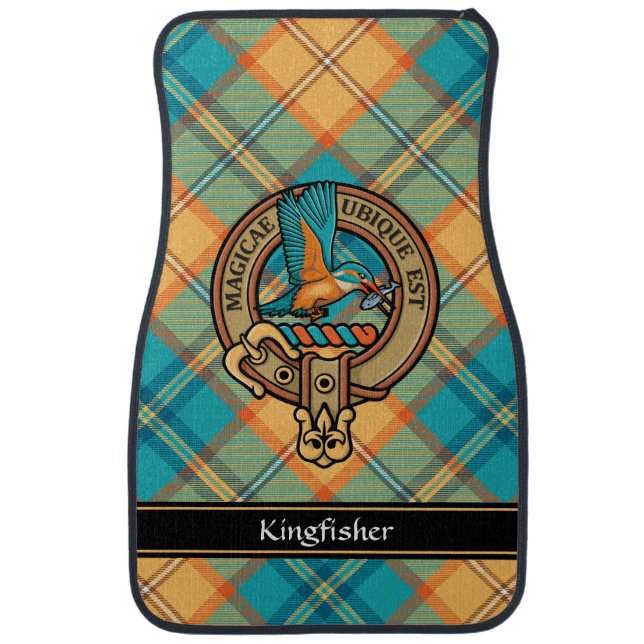 Kingfisher Crest over Tartan Car Floor Mat (Front)