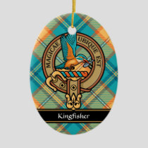 Kingfisher Crest over Tartan Ceramic Ornament