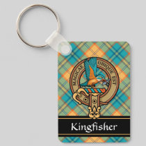 Kingfisher Crest over Tartan Keychain