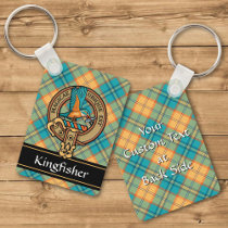Kingfisher Crest over Tartan Keychain