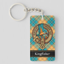 Kingfisher Crest over Tartan Keychain