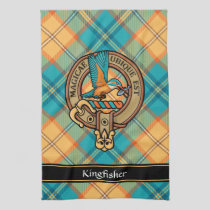 Kingfisher Crest over Tartan Kitchen Towel