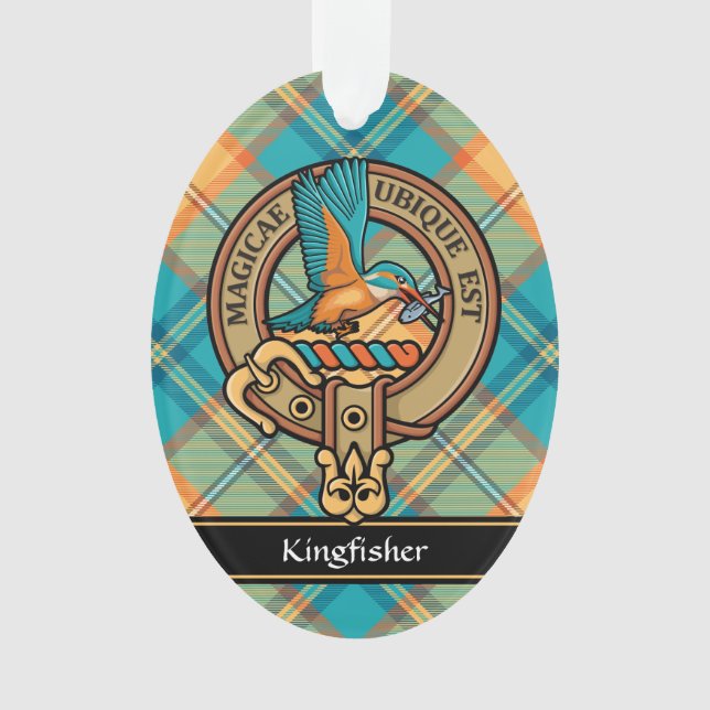 Kingfisher Crest over Tartan Ornament (Front)