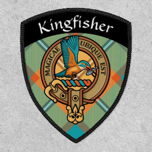 Kingfisher Crest over Tartan Patch