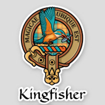 Kingfisher Crest over Tartan Sticker