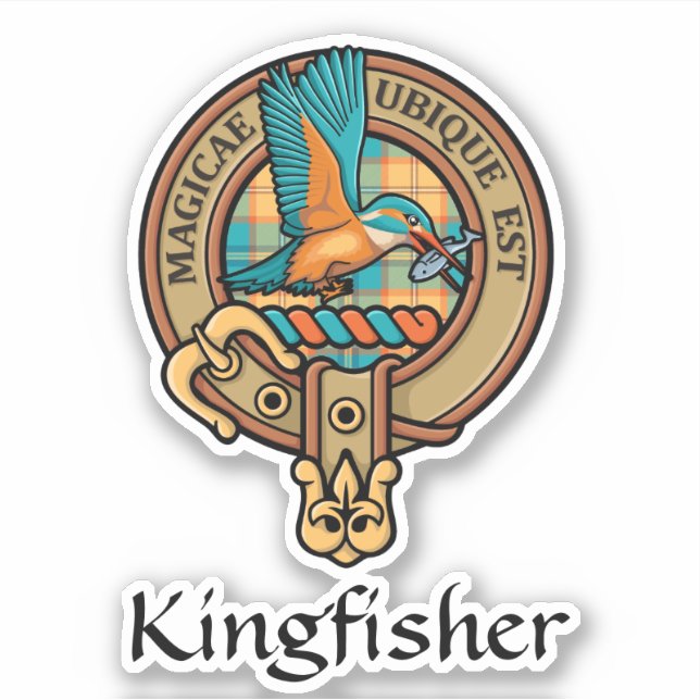 Kingfisher Crest over Tartan Sticker (Front)