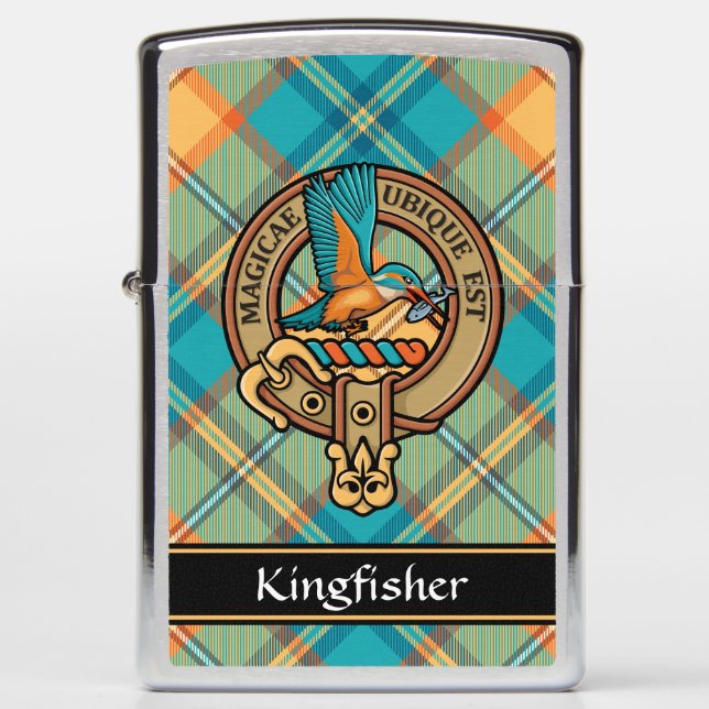 Kingfisher Crest over Tartan Zippo Lighter (Front)