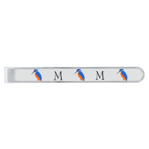 Kingfisher Design Monogrammed Silver Finish Tie Bar