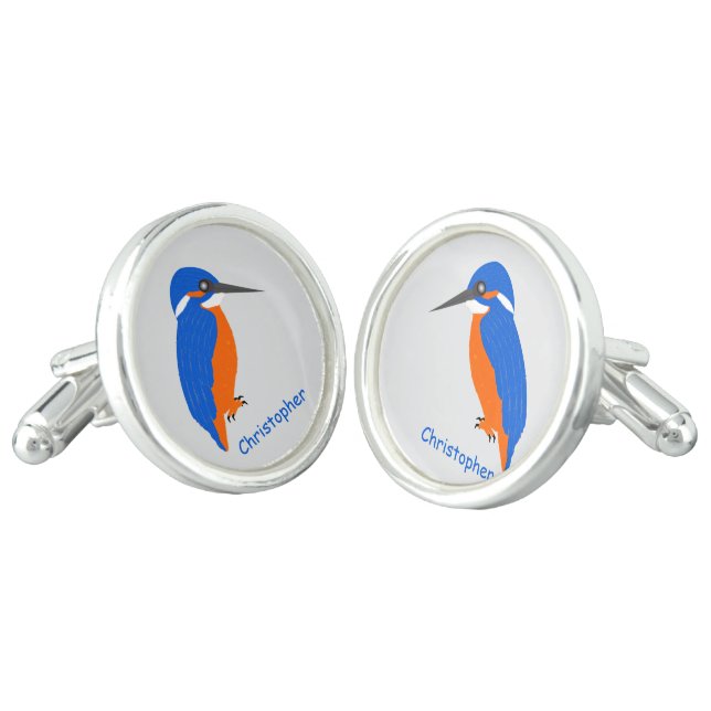 Kingfisher Design Personalised Cufflinks (Angled)