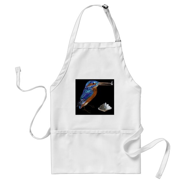 KINGFISHER  , Electric Blue, Black Adult Apron (Front)