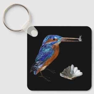 KINGFISHER  , Electric Blue, Black Keychain