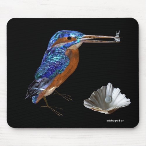KINGFISHER   Electric Blue Black Mouse Pad