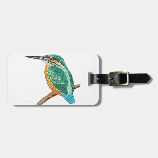 kingfisher embroidery imitation luggage tag (Front Horizontal)