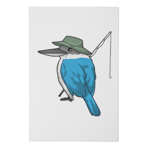 Kingfisher Fishing Fisher Fishing rod Faux Canvas Print