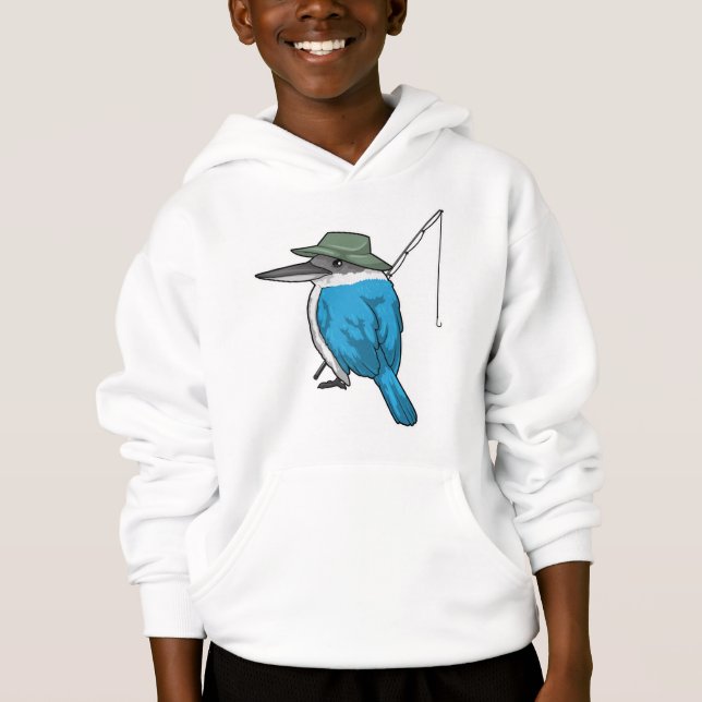 Kingfisher Fishing Fisher Fishing rod Hoodie (Front)