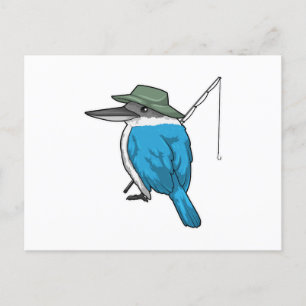 Kingfisher Fishing Fisher Fishing rod Postcard