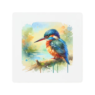 Kingfisher Harmony 121024AREF136 - Watercolor Metal Print