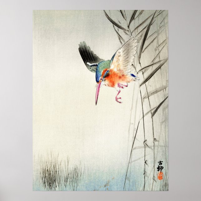Kingfisher Hunting - Ohara Koson - Vintage Art 18A Poster (Front)