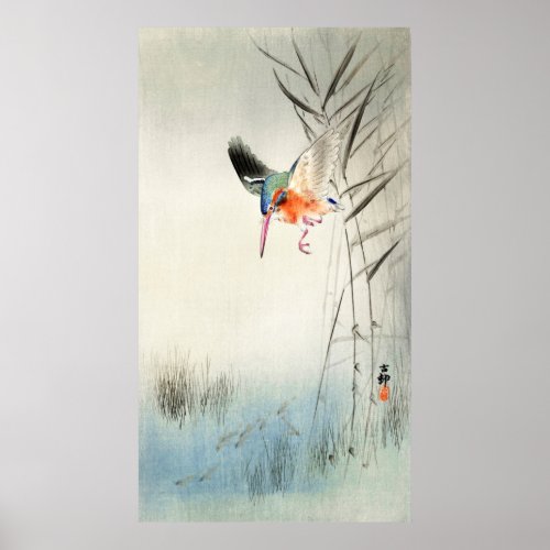 Kingfisher Hunting _ Ohara Koson _ Vintage Art Poster